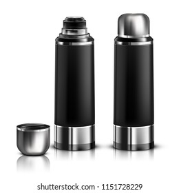 Vector. Mock Up. Black Thermos