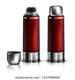 Vector. Mock Up. Red Thermos