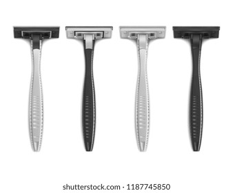 Vector. Mock Up. Set Black and White Shaving machine
