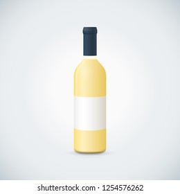 vector mock up white glass blank wine close bottle 