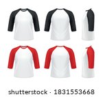 Vector mockup of 3/4 sleeve raglan tee shirt.