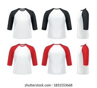 Vector mockup of 3/4 sleeve raglan tee shirt.