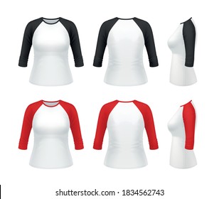 Vector mockup of 3/4 sleeve raglan tee shirt.