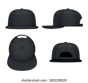 Vector mockup of black flat bill cap.