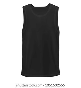 Vector Mock-up Black Man`s sleeveless shirt front Hip Hop. Basketball
