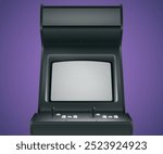 Vector Mock-up of Black Retro Arcade Machine or Cabinet for Two Players With White Buttons