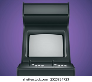 Vector Mock-up of Black Retro Arcade Machine or Cabinet for Two Players With White Buttons