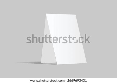 Vector mockup of a blank tent card vertical a4 format, standing isolated. Perfect template for menu design, restaurant, cafe, event signage, table display, branding, promotion, ads and presentations