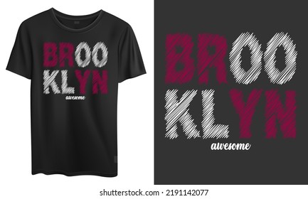 vector mockup brooklyn letters t shirt design