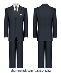 Vector Mockup Of Classic Black Formal Suit.