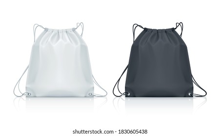 Vector mockup of classic drawstring backpack.