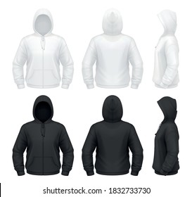 Vector mockup of classic men's zip-up hoodie with pocket.