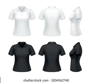 Vector mockup of classic women's polo shirt.