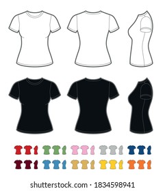 Vector mockup of classic women's tee shirt.