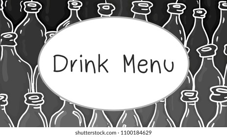 Vector Mockup for Drink Menu with Bottles Pattern Chalkboard Style