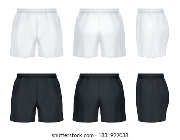 Vector mockup of elongated fit rugby shorts.