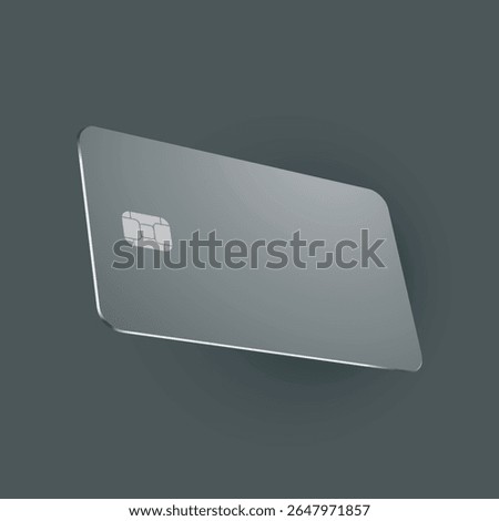Vector mockup of grey plastic credit card with chip on transparent background. Easy and fully editable.