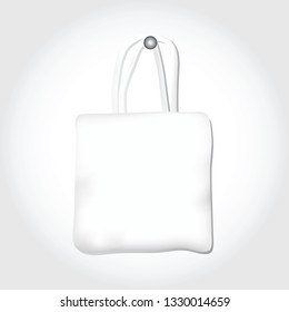 vector mockup illustration of white tote bag with gray white shades for minimal subtle template