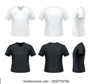 Vector mockup of men's V-neck tee shirt.