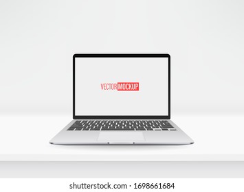Vector mockup with modern laptop on a table
