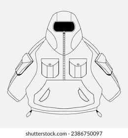 vector mockup  of ninja fleece jacket and hoodie for winter collection
