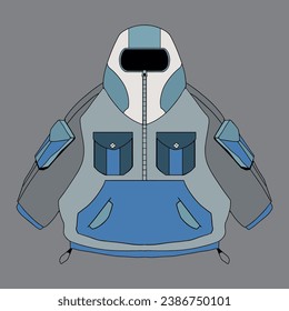 vector mockup  of ninja fleece jacket and hoodie for winter collection