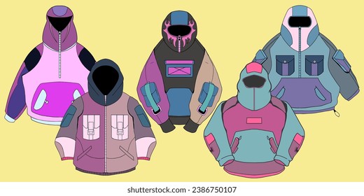 vector mockup  of ninja fleece jacket and hoodie for winter collection