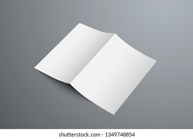 Vector mockup open bifold brochure for the presentation of the cover design and the back page. Realistic blank form template isolated on background.