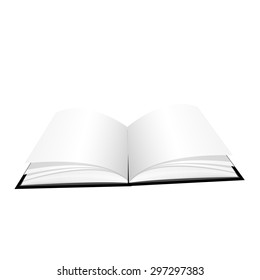VECTOR MOCK-UP: Open book on  isolated white background. Mock-up template ready for design