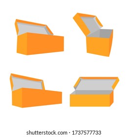 Vector Mockup Orange Shoe Box, aislado en blanco
