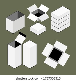 Vector mock-up package blank empty box for delivery service or beauty product isolated on green tone