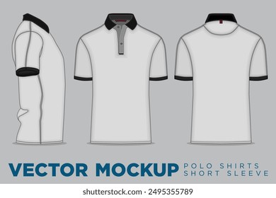 Vector Mockup - Polo Shirts Short Sleeve - Vector. Front, Back, and Side View