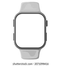 Vector Mock-up of a rectangular smart watch in flat style, isolated on a white background.