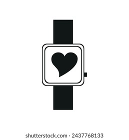 Vector Mock-up of a rectangular smart watch on the arm in a flat style, isolated on a white background.