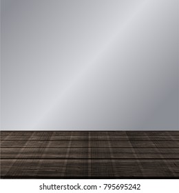 Vector mockup room with grey wall and wooden floor
