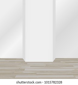 Vector mockup room with wooden floor and white walls