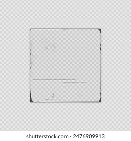  Image vectorielle se moque d'un cadre débrayé avec une texture de papier réaliste et des bords frisés. Conception isolée avec côtés et coins frisés sur fond blanc transparent.