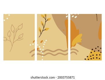 Vector mockup for social media in abstract design. Editable templates in fall colors for posts in social networks. For promotional content, invitation, greeting card, mailing, banner, advertisement