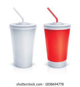 Vector mockup of a soda cup with a straw.