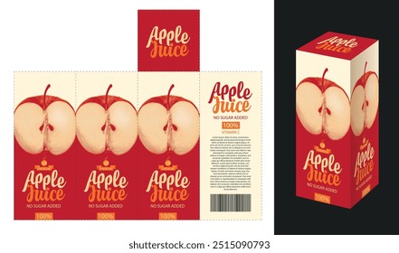 vector mockup template of cardboard packaging box for apple juice with realistic pattern of pineapple.