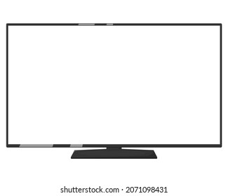 Vector Mock-up TV with a white screen, and one square stand, isolated on a white background.