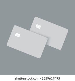 Vector mockup of two realistic debit card in perspective on transparent background.