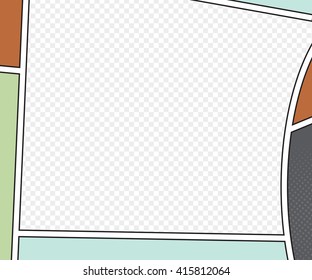 Vector mock-up of a typical comic book page. Pop art style. Colorful vector illustration. Bright cartoon comic