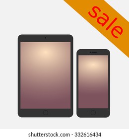Vector mock-up for website, news, wallpapers. Modern new gadgets tablet an smartphone. The best gifts on holidays: Christmas, new year and Birthday.