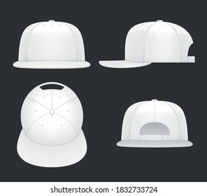 Vector mockup of white flat bill cap.