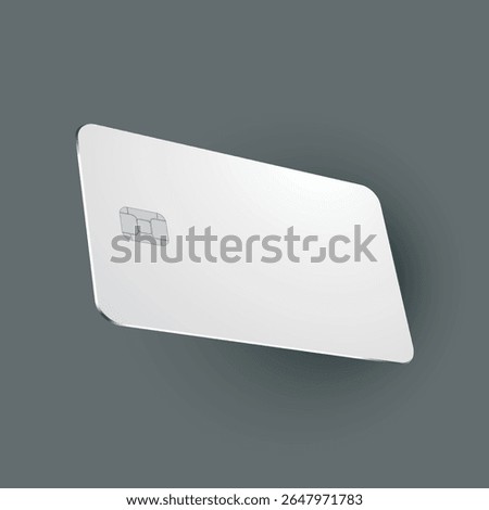 Vector mockup of white plastic credit card with chip on transparent background. Easy and fully editable.