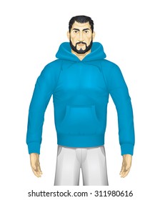 Vector model in blue hoodie, Arab