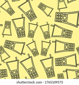 Vector model with a contour image of the walkie-talkie. Illustration of a black outline on a white isolated background.