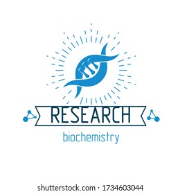 Vector model of human DNA, double helix. Bioengineering and genetics conceptual vector logo, laboratory research symbol.