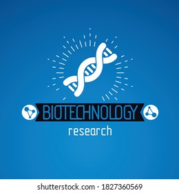 Vector model of human DNA, double helix. Bioengineering and genetics conceptual vector logo, laboratory research symbol.
